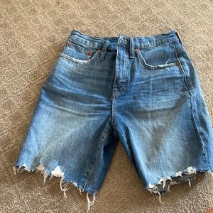 Madewell high rise mid length jean shorts 6”